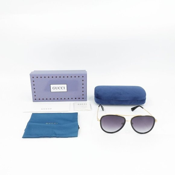 Gucci GG0062 Aviator Polarized Sunglasses Black Gray OS - Picture 3 of 16